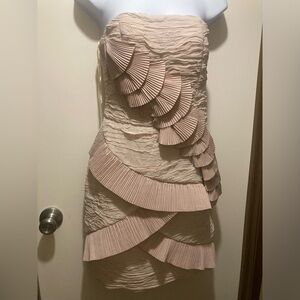 Runway Couture Asymmetrical Ruffle Dress in Blush